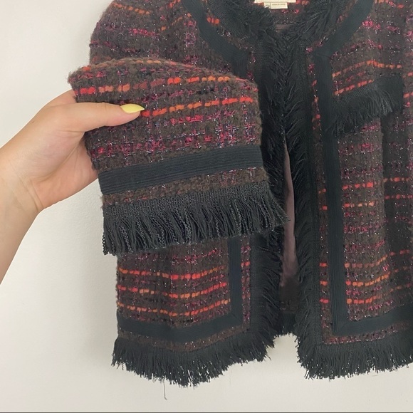 KATE SPADE black and pink stripe tweed blazer sz 0 - Picture 3 of 6